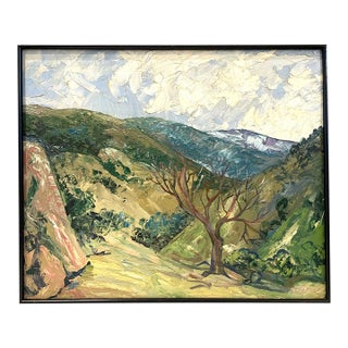 Carl Pappe Plein Air Landscape Impressionist Oil on Panel Original Frame For Sale