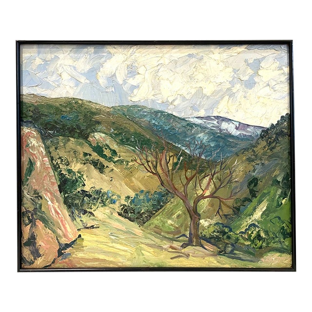 Carl Pappe Plein Air Landscape Impressionist Oil on Panel Original Frame For Sale