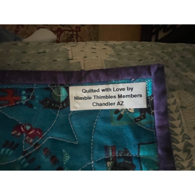 Vintage Arizona Chandler Handmade Purple Beige 8 Pointed Star Quilt For Sale In Santa Fe - Image 6 of 6