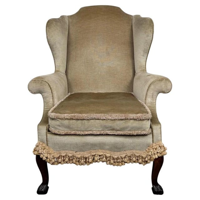 Antique Early 20th Century English Mahogany Wingback Armchair For Sale - Image 13 of 13