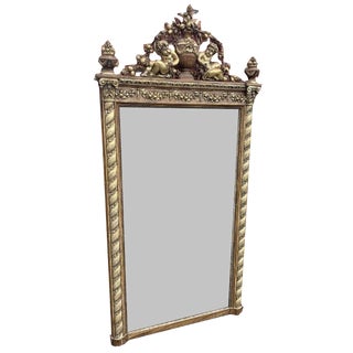 19th Century French Carved Wood & Gesso Mirror For Sale