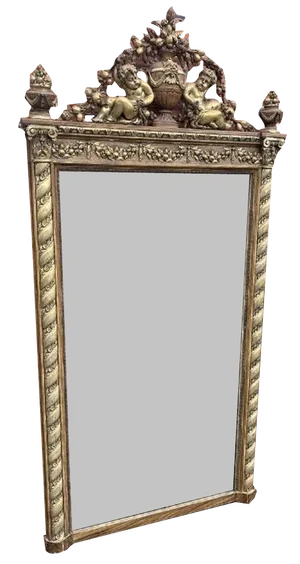 19th Century French Carved Wood & Gesso Mirror