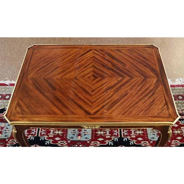 1920s French Louis XV Bronze Mounted Kingwood & Mahogany Writing Table For Sale - Image 9 of 12