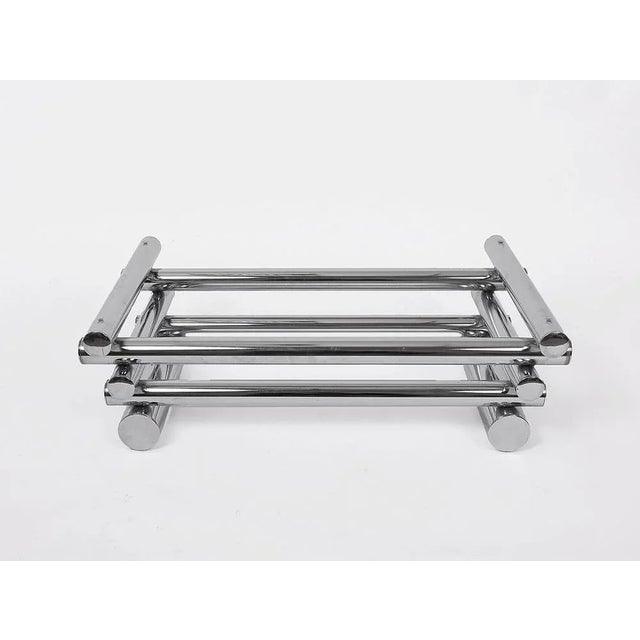 Mid-Century Smoked Glass and Chrome-Plated Tubular Coffee Table in the Style of Paul Mayen, 1970s For Sale - Image 4 of 9