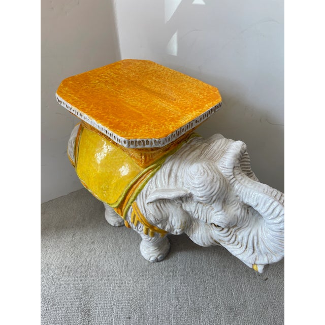 Italian Glazed Terracotta Elephant Garden Seat, 1950s For Sale In West Palm - Image 6 of 10