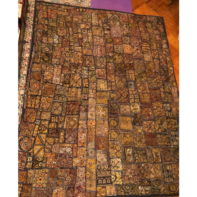 Indian Vintage Indian Mirrored Quilt With Quilted Backing For Sale - Image 3 of 9