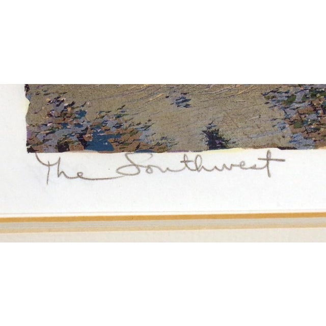 Paper Gordon Mortensen "The Southwest" Hand Signed Woodcut Fine Art Print 1977 Obo For Sale - Image 7 of 7