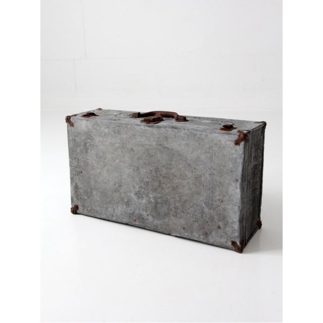 Antique Galvanized Metal Travel Case For Sale - Image 9 of 18