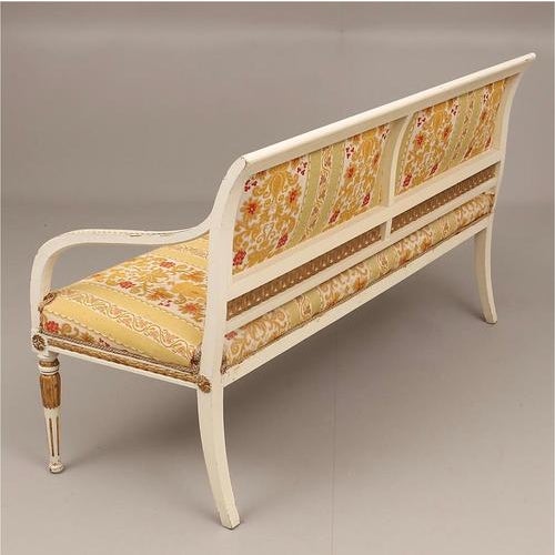 Gustavian (Swedish) Gustavian Swedish 3-Seater Sofa in White, 1920s For Sale - Image 3 of 5