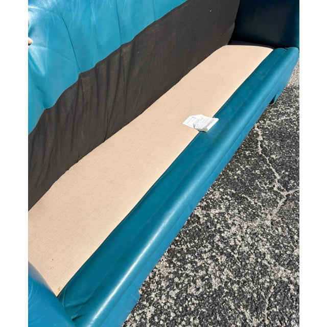 Postmod Teal Leather Sofa For Sale - Image 15 of 18