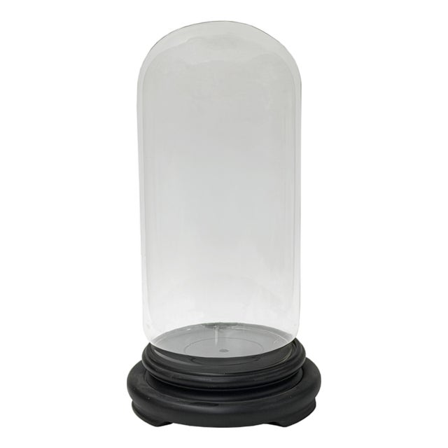 12" Vintage Glass Transparent Dome Shape Round Display Case For Sale