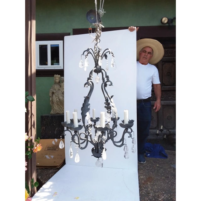 Metal 1990s Large Rock Crystal Chandelier For Sale - Image 7 of 10