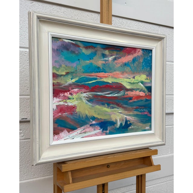 Pink & Turquoise Abstract Expressionist Painting by Contemporary British Artist 2025 For Sale - Image 12 of 18