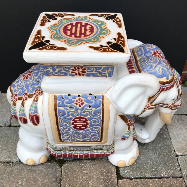 Vintage Ceramic Elephant Garden Stool Plant Stand Chairish