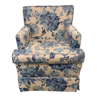 Blue & Off White Upholstered Armchair For Sale