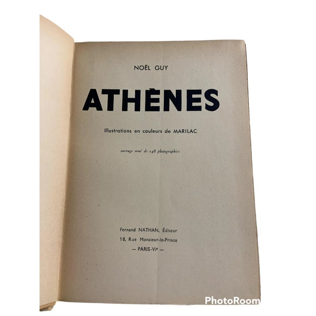 Beautiful vintage book, Athenes, by Noel Guy. Published in Paris, 1934. Hardcover with tipped in image on cover. Text in...