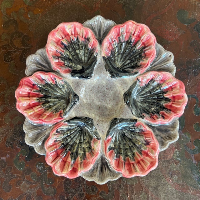 Vintage Majolica Oyster Plate