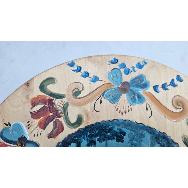 Wood Vintage Painted Wooden Rotating Tray, 1970s For Sale - Image 7 of 9