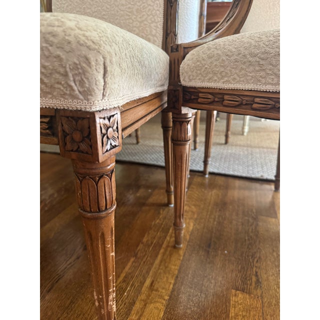Wood Six Carved French Dining Chairs Leopard Upholstery For Sale - Image 7 of 12