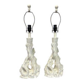 Italian Style Faux Bois Table Lamps- A Pair For Sale