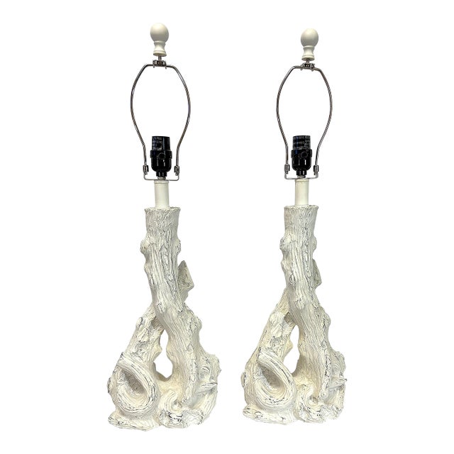 Italian Style Faux Bois Table Lamps- A Pair For Sale