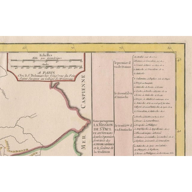 Cream Antique Map Travels of Jesus Christ & Apostles by Seutter, 1743 For Sale - Image 8 of 12