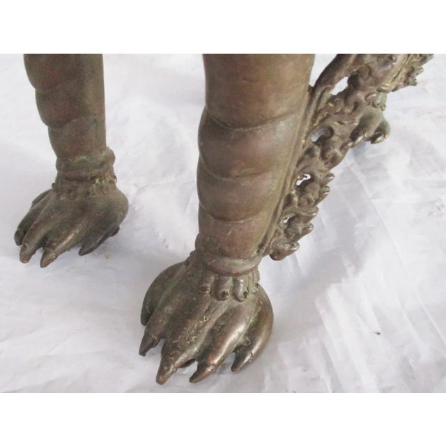 Metal Antique Nepalese Bronze Buddhist Lions - a Pair For Sale - Image 7 of 12