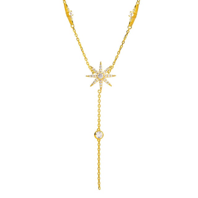 Gold Stellar Radiance Gold & Diamond Necklace For Sale - Image 8 of 8