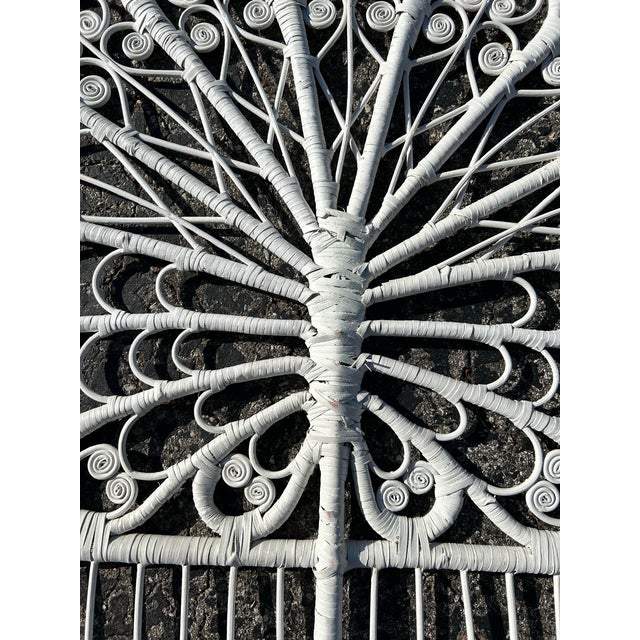 Wicker Peacock Headboards- a Pair For Sale - Image 4 of 5