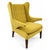 Make a bold statement with this striking chair featuring vibrant lemon-yellow upholstery and a classic wingback...