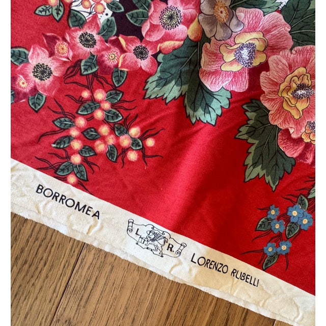 Rubelli Borromea Chinoiserie Peacock Floral Fabric 14 Yards Red Ground Italian Drapery Upholstery For Sale In Philadelphia - Image 6 of 13