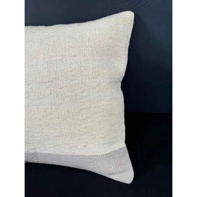 Contemporary Turkish Hemp Pillow Cushion Natural Beige SkyBlue Cushion Cover 20x20 For Sale - Image 3 of 4