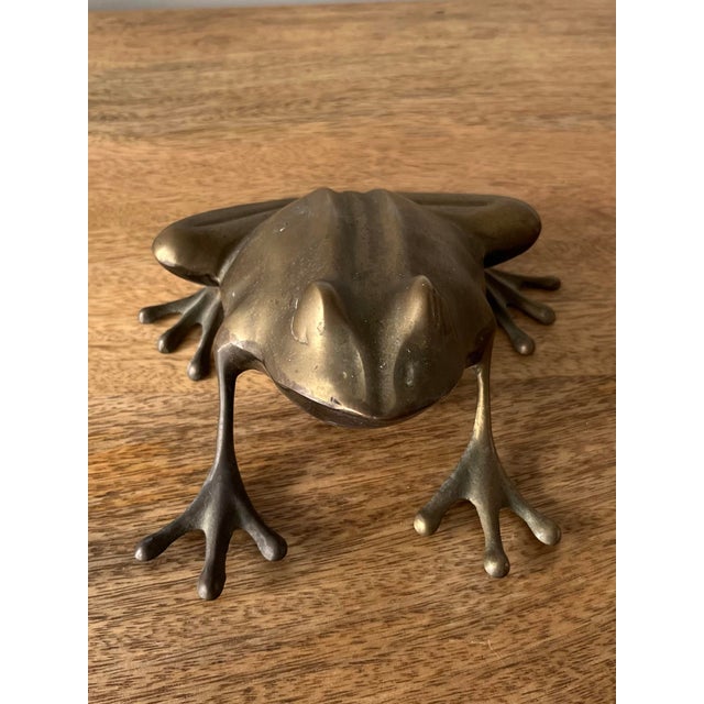 Vintage Mid-Century Large Brass Frog Figurine For Sale In Houston - Image 6 of 9