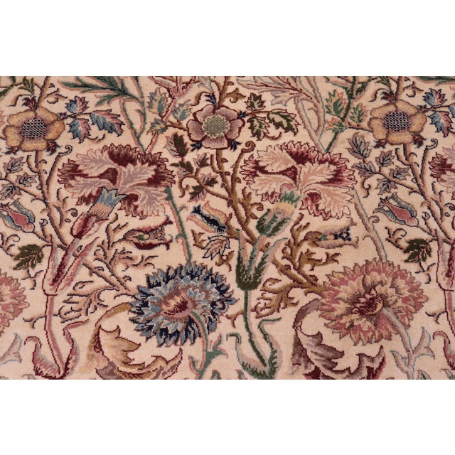 Shabby Chic Floral 1990's Pak-Persian Ivory/Blue Wool Rug - 9'1'' X 12'7'' For Sale In New York - Image 6 of 9