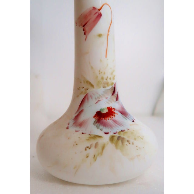 Lovely Tall Vintage Hand-Painted Porcelain Vase For Sale - Image 12 of 18