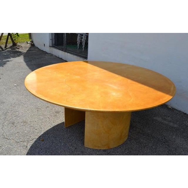 Karl Spring Mid-Century Modern Lacquered Goat Skin Dining, Conference Table 70s For Sale - Image 12 of 14
