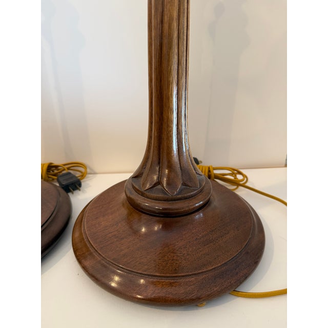 Wood Vintage Regency Style Mahogany Candlestick Lamps - a Pair For Sale - Image 7 of 15