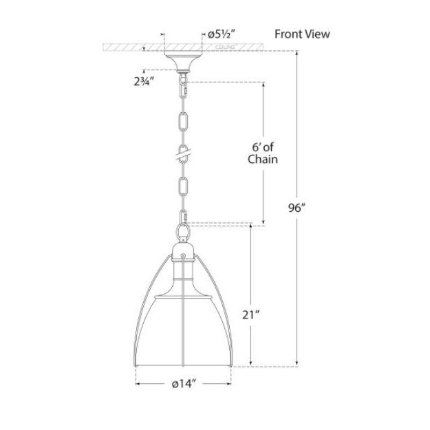 Modern Chapman & Myers for Visual Comfort Signature Prestwick 14" Pendant in Antique-Burnished Brass with Clear Glass For Sale - Image 3 of 3