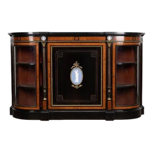 Antique French Ebonized & Ambyna Burl Credenza