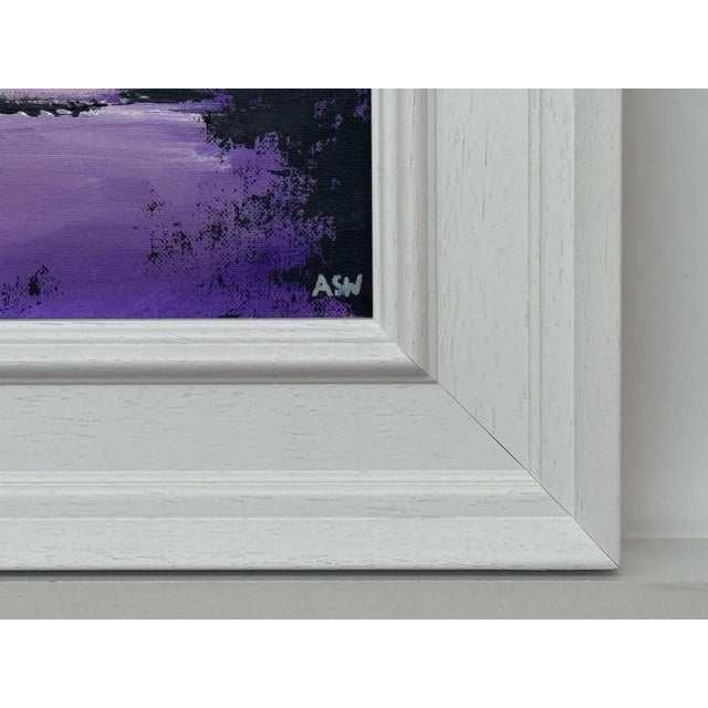 Textile Twilight over Water - Miniature Art in Lavender by Contemporary British Artist 2025 For Sale - Image 7 of 11