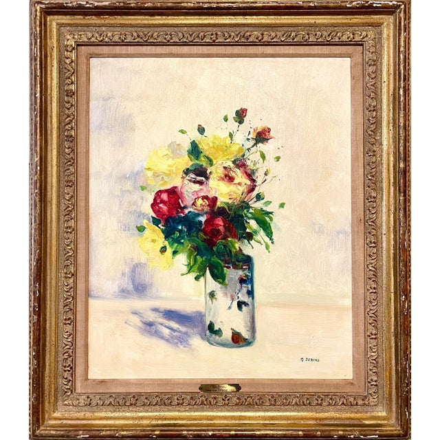 Gaston Sebire, French Post Impressionist Oil Painting Floral Roses, Vase Gaston Sebire Flowers, c.1960 For Sale