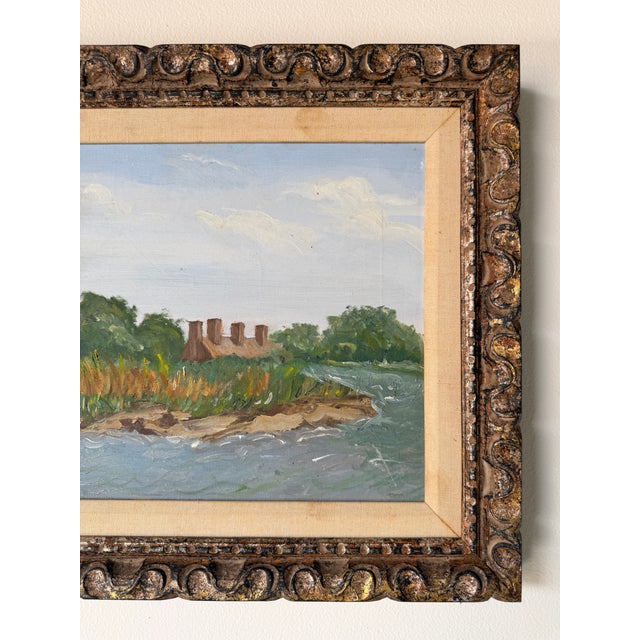 Vintage Impressionist River Landscape Oil Painting on Canvas - Framed For Sale - Image 4 of 11