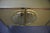 Contemporary Italian Birch Sideboard Embellished With Gold Glass and Brass Handles For Sale - Image 3 of 11