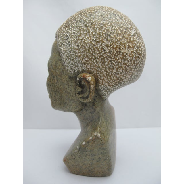 African Hand Carved Stone Female Figural Bust Sculpture For Sale In Portland, OR - Image 6 of 9