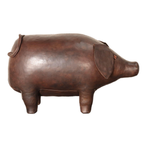 Vintage Leather Pig Footstool by Dimitri Omersa for Abercrombie and Fitch