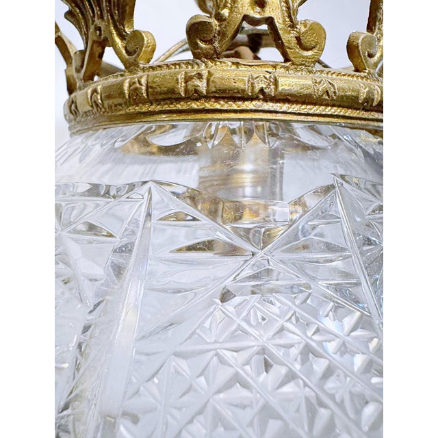 Bronze 1920's Vintage Hand Cut Crystal Lantern For Sale - Image 8 of 9