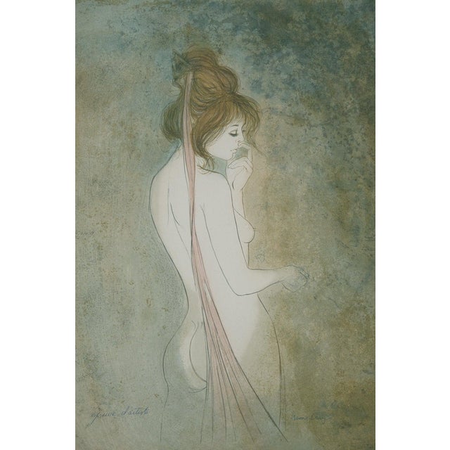Bernard Charoy, Dominique au ruban, Nude, Lithograph For Sale