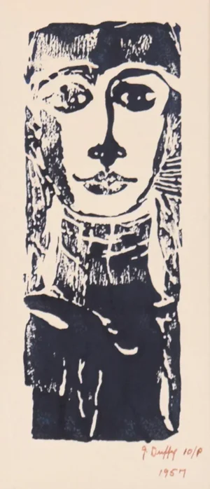Mid 20th Century Woodblock Portrait of a Woman by J. Duffy