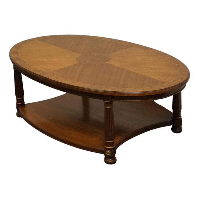 Heritage Furniture Banded Burled Walnut Italian Provincial 52" Oval Accent Coffee Table 18-503-69 For Sale