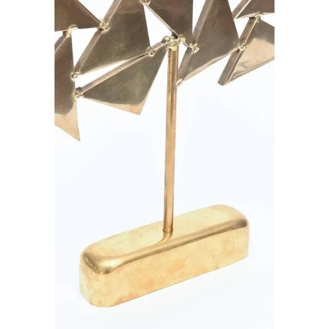 Metal Signed Chevalier Brass Geometric Sculpture French 1960's For Sale - Image 7 of 10